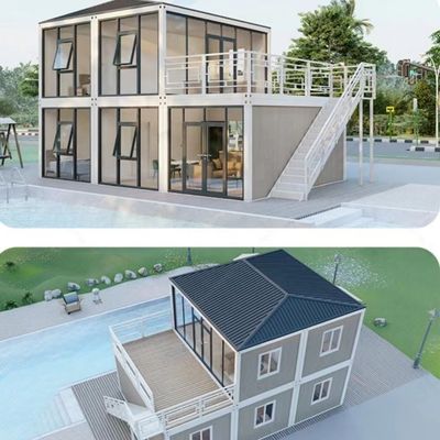 Rumah Kontainer Lipat Tahan Cuaca Bingkai Baja Rumah Kontainer Lipat
