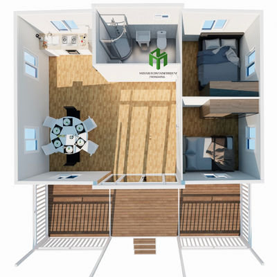 Waterproof 40FT Container House Modern Style Expandable Dengan Lantai Kayu