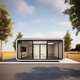 Mini casa de manzana con ventana de vidrio y puerta jardín de sol