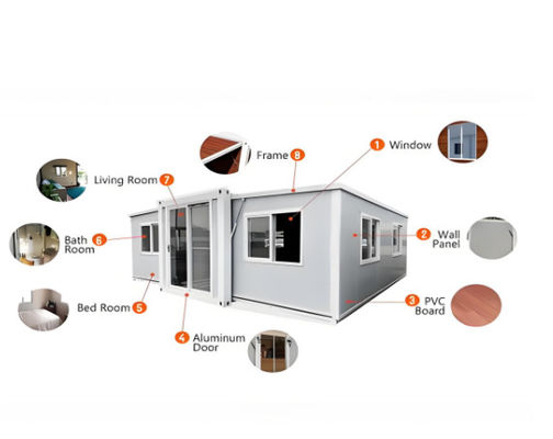 Expandable Container House with Fireproof Panel and Optional Doors for Customer Requirements