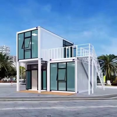 Flat Pack Container House Struktur Baja dan EPS Sandwich Panel Dinding dan Aluminium Pintu Geser dengan Kunci