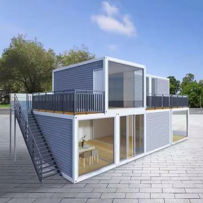 Flat Pack Container House Struktur Baja dan EPS Sandwich Panel Dinding dan Aluminium Pintu Geser dengan Kunci