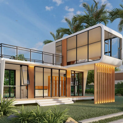 2025 Prefabricated Apple Cabin House Galvanized Steel Frame Metal Carved Panel Bamboo Wood Fiber Board