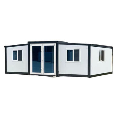 Kontainer House yang dapat diperluas Struktur rangka baja dengan EPS / Rock Wool Sandwich Panel Wall