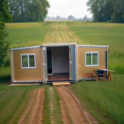 Kontainer House yang dapat diperluas Struktur rangka baja dengan EPS / Rock Wool Sandwich Panel Wall