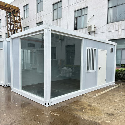 Casa de contenedores plegable flexible con panel de sándwich de lana de roca y panel de pared de placa de acero flexible