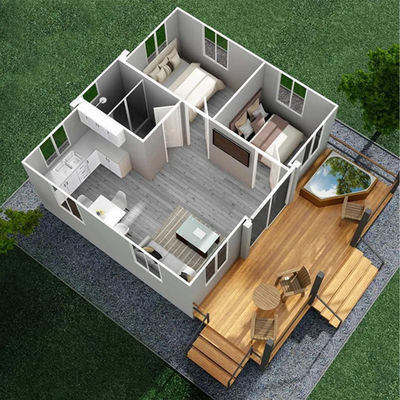 Casa de contenedores ampliable de 2 dormitorios de lujo prefabricada a medida
