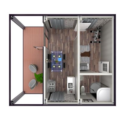One Bedroom Living Veranda Holiday Villa Flat Pack Container House Luxury Prefab Container House