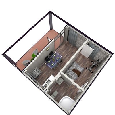 One Bedroom Living Veranda Holiday Villa Flat Pack Container House Luxury Prefab Container House
