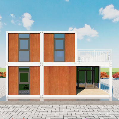 Wooden Color Container House With Deck Detachable Container Modular Home
