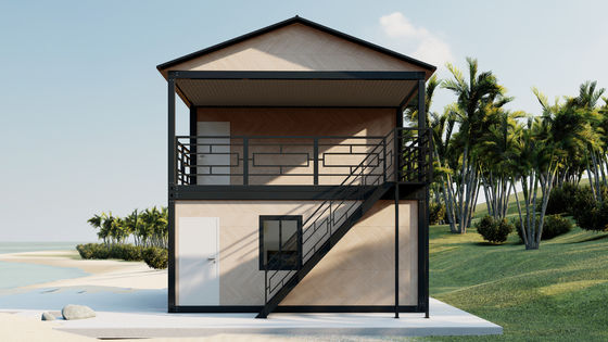 Portable 20ft Flat Pack House for City Living Flatbed Packing Box, Two Story Home Kitchen Office Glass Featured Hotel
